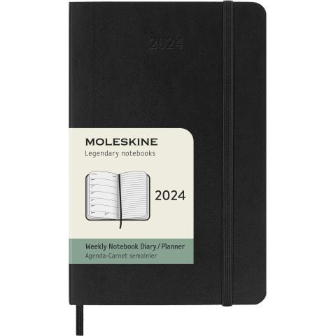 Moleskine Wochenkalender 12 Monate Weekly Notebook 2024, A6, Softcover, deutsch, schwarz (6729)