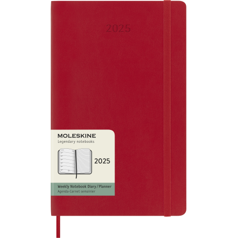 Moleskine Weekly Notebook planner, 12 months 2025, DIN A5, softcover, scarlet red (0322)