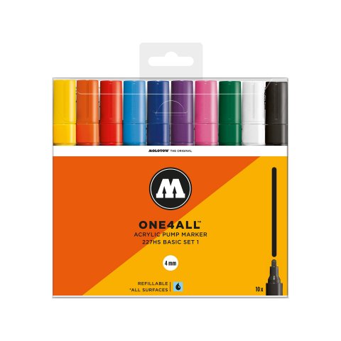 Molotow paint marker One4all 227HS, set of 10 Basic 1, (456)