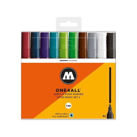 Molotow paint marker One4all 227HS, set of 10 Basic 2, (457)
