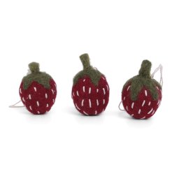 Gry &amp; Sif, objetos de fieltro para colgar 3 piezas, 3 x 2,5 cm, hechas a mano, fresas