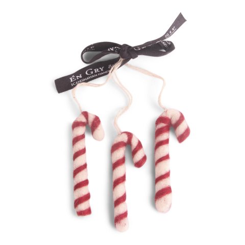 Gry & Sif, felt articles to hang up 3 pieces, 7 cm, handmade, candy canes
