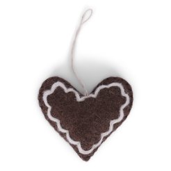 Gry & Sif, objetos de fieltro para colgar, 1 pieza, 6,5 x 7 cm, hecha a mano, corazón de jengibre