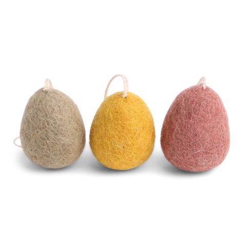 Gry &amp; Sif, felt articles to hang up Eggs, 3 pieces, ø 4 cm, handmade, colorful