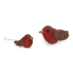 Gry & Sif, objetos de fieltro para colgar, 2 piezas, 8 + 6 cm, hecho a mano, petirrojo