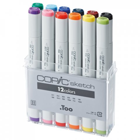 Copic Sketch sets, set of 12 set of 12 B, 11 variegated colours and black 100