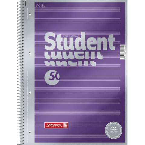 Brunnen Premium student notebook 210 x 297 DIN A4, staff, 50 shts/100 sides