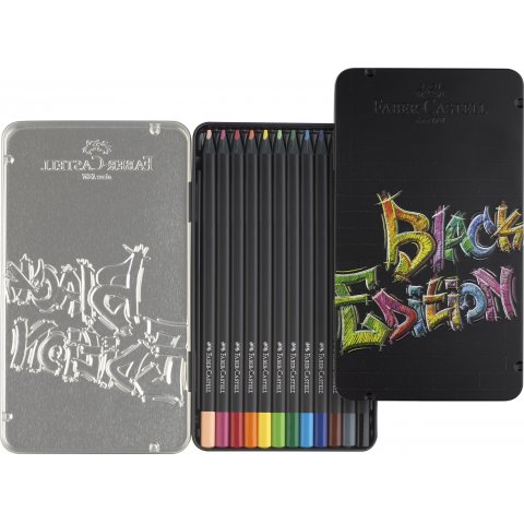 Juego de lápices de colores Faber-Castell Black Edition 12 bolígrafos en un estuche metálico