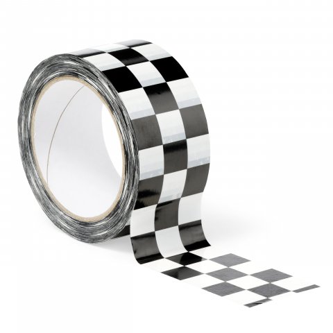 Packaging tape Checker Tape check pattern, PVC b = 50 mm, l = 33 m, black/white