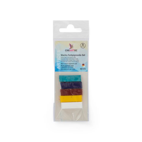 Wax color pigment Set of 5, 10 g each turquoise/blue/red/lemon/white