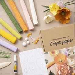 Set de bricolaje, flores de papel crepé inkl. 8 Krepppapierrollen, Zubehör, Basic
