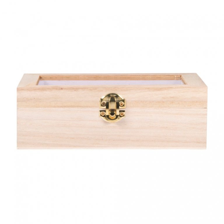 Wooden box with hinged frame lid