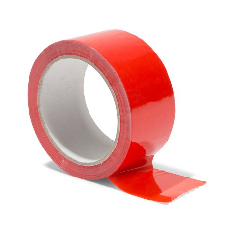 Cinta de embalaje PP acrilato adhesivo de color 50 mm x 66 m, 48 µm, enrollado silencioso, rojo