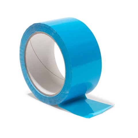 Cinta de embalaje PP acrilato adhesivo de color 50 mm x 66 m, 48 µm, rodamiento silencioso, azul claro