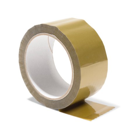 Cinta de embalaje PP acrilato adhesivo de color 50 mm x 66 m, 48 µm, enrollado silencioso, dorado