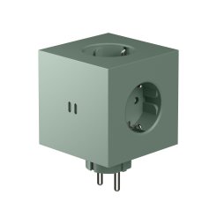 Avolt Square 2 Multi-outlet USB-C & Wallmount, 2 x USB-C, 5 V, 30 W, 3 x 230 V, Schuko, moor green