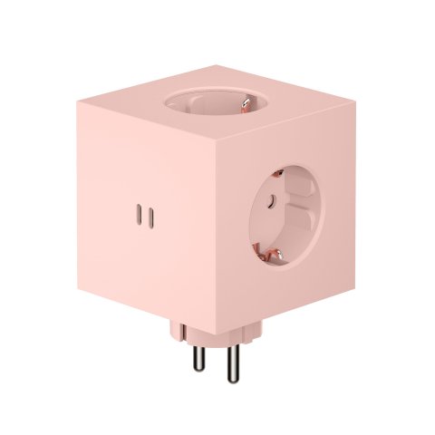 Avolt Square toma de corriente múltiple 2 USB-C y soporte de pared 2 x USB-C 5 V 30 W, 3 x 230 V, Schuko, rosa claro