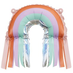 Foil balloon motif, 3 pieces, 33 x 31.5 cm, rainbow with fringes