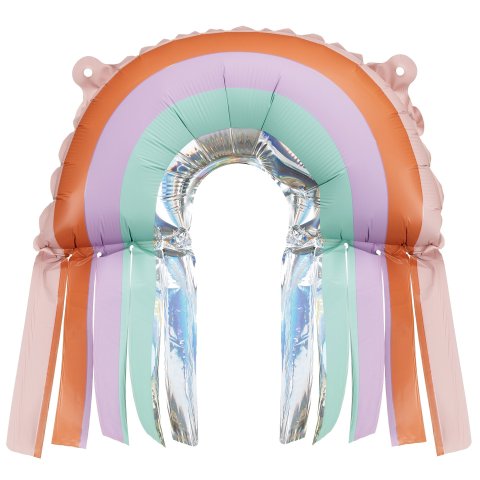 Foil balloon motif 3 pieces, 33 x 31.5 cm, rainbow with fringes