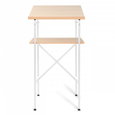 Standing desk E2 Frame white, tops maple, natural