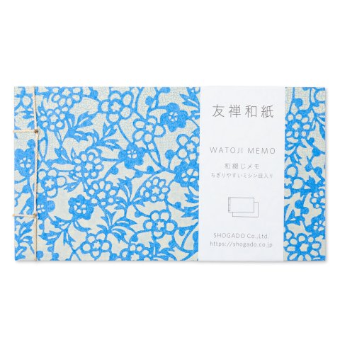 Shogado Watoji bloc de notas 6 x 110 x 60, en blanco, flores azules sobre fondo blanco