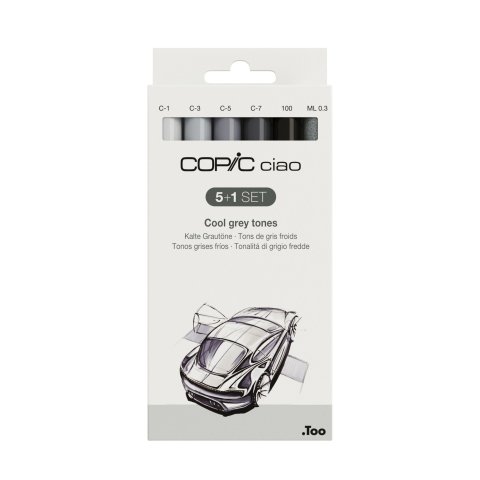 Copic Ciao, 6er-Set 5 Ciao + 1 Multiliner, Grey Tones