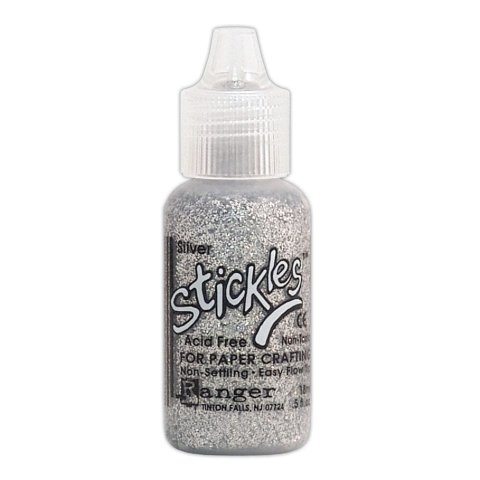 Ranger Stickles Glitzerkleber 18 ml, feine Spitze, säurefrei, Silver