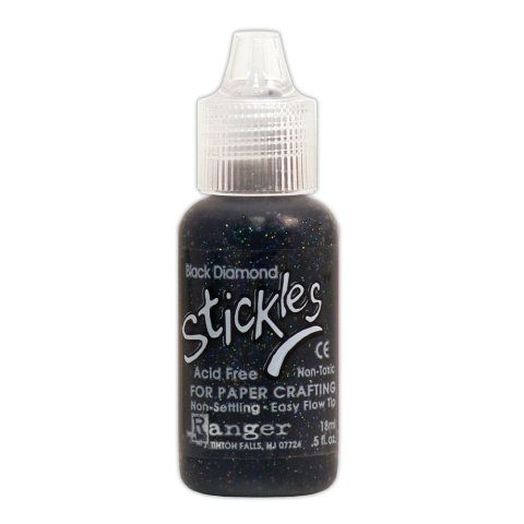 Ranger Stickles glitter glue 18 ml, fine tip, acid-free, Black Diamond