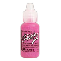 Ranger Stickles Glitzerkleber, 18 ml, feine Spitze, säurefrei, Glam Pink