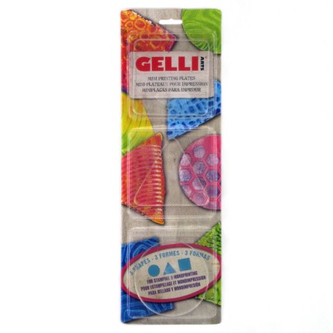 Gelli Arts Gel Printing Plate per monografie, set transpa., rotondo/quadrato/triangolare, ciascuno di circa 75 mm