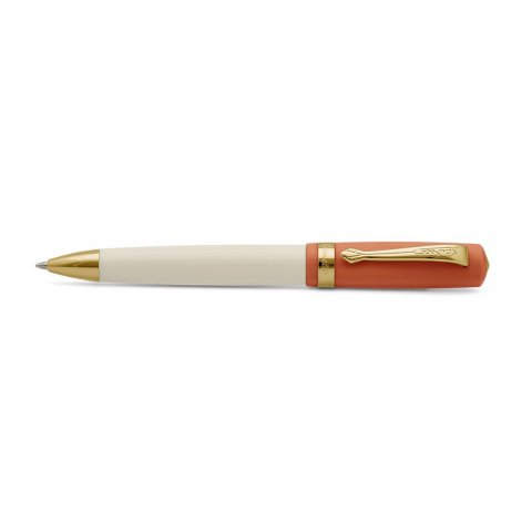 Kaweco Student ballpoint pen including short case,70`s Soul, orange, white,gold
