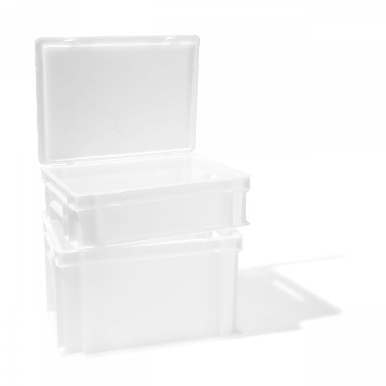 Caja apilable, blanco translúcido, diferentes tapas disponibles