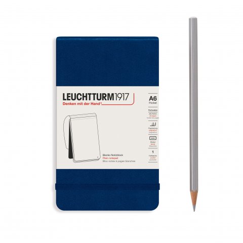 Leuchtturm Notizblock Hardcover A6, Pocket, blanko, 92 Blatt, perforiert, marine