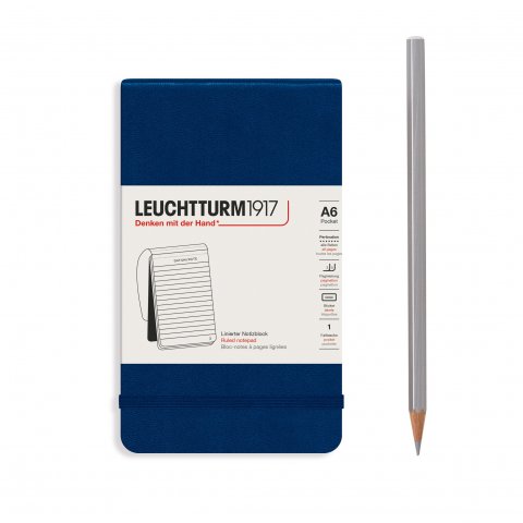 Leuchtturm Notizblock Hardcover A6, Pocket, liniert, 92 Blatt, perforiert, marine