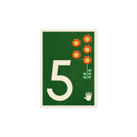 Los números de papel reciclado de las postales de Monimari DIN A6, 105 x 148 mm, 350g/m², FSC, 5