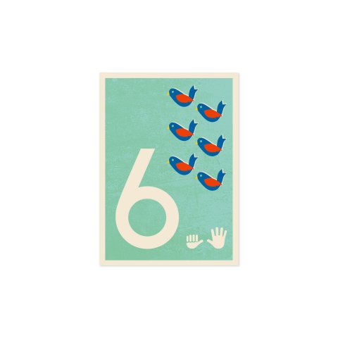 Monimari postcard recycled paper numbers DIN A6, 105 x 148 mm, 350g/m², FSC, 6