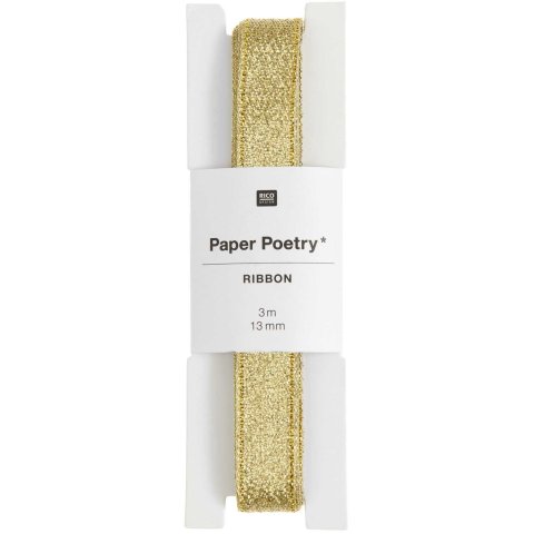 Metallic Band Glitzer b = 13 mm, l = 3 m, 72% Nylon, gold