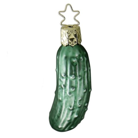 Real glass tree decoration, mouth-blown Cucumber, hanging figure, h = 7.5 cm, green