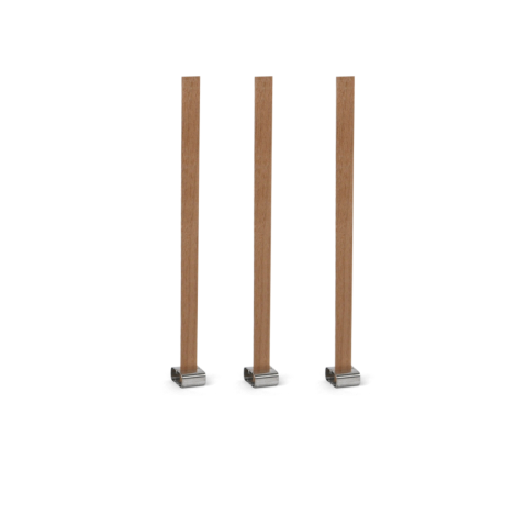 Wooden wick 3 pieces, incl. metal holder, 10 x 152 mm, natural