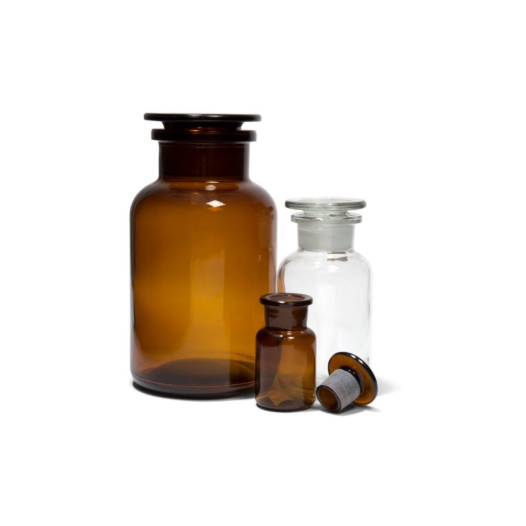 Apothecary bottles with glass stoppers