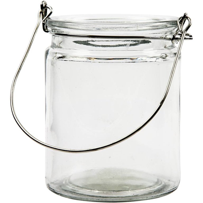 Candle jar with metal handle