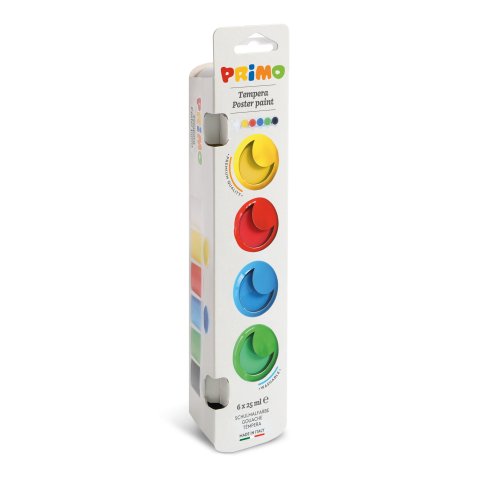 Primo school paint, Ready Mix Set 6 x 25 ml, in cup, basic