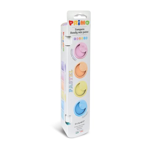 Primo school paint, Ready Mix Set 6 x 25 ml, in a cup, pastel