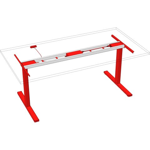 Telaio del tavolo Modulor T, regolabile in altezza Colonna 2 volte 50x80mm, pattino 1, senza display, grigio