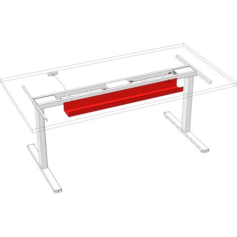 Modulor Tischgestell T, höhenverstellbar Kabelkanal, 75 x 110 x 1050mm, grau