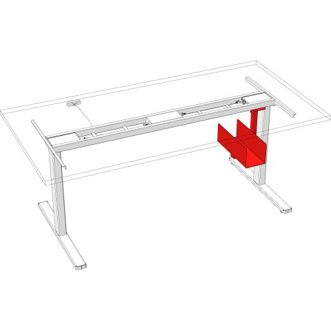Modulor Tischgestell T, höhenverstellbar PC-Halter, Tower bis 500mm Höhe, grau