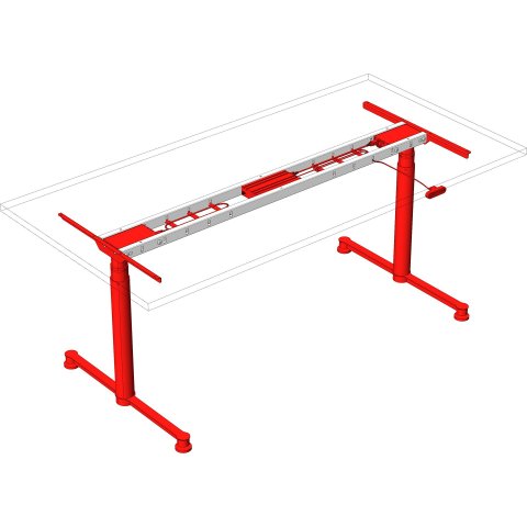 Modulor Table Frame T, height adjustable Premium, ø 70mm, runner 2, w. display, black