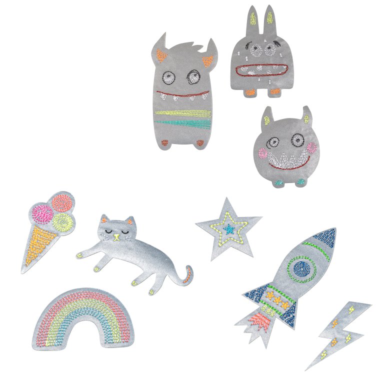 Adhesivos decorativos de tela para pegar, reflectantes
