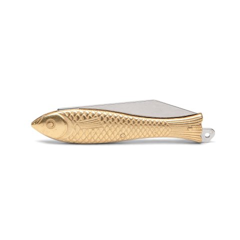 Mikov Coltello Rybička 130-NZn-1 Manico in lega di zinco, lama in acciaio inox 55 mm, oro
