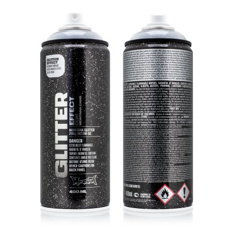 Montana glitter effect spray Can 400 ml, with glitter particles, silver